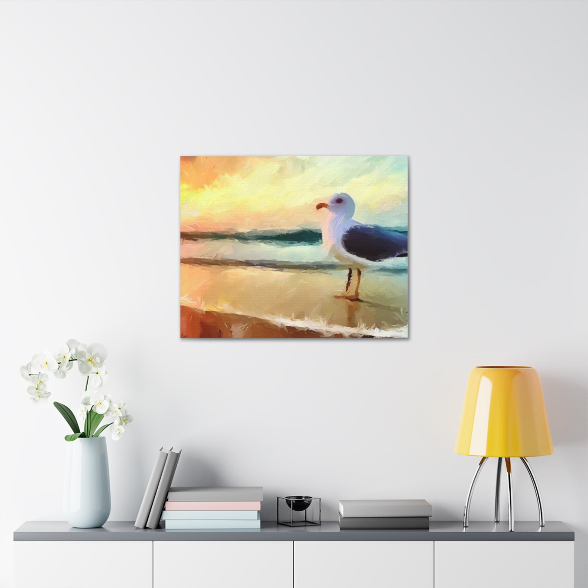 Seagull Beach, Beach wall art, Ocean wall art, Canvas Gallery Wraps