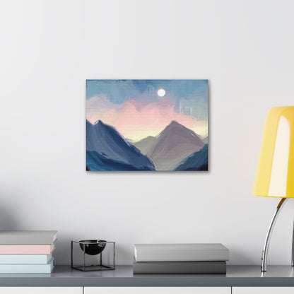 Mountain Wall Art, Moon Wall Art, Canvas Gallery Wraps, Moon Over Mountains