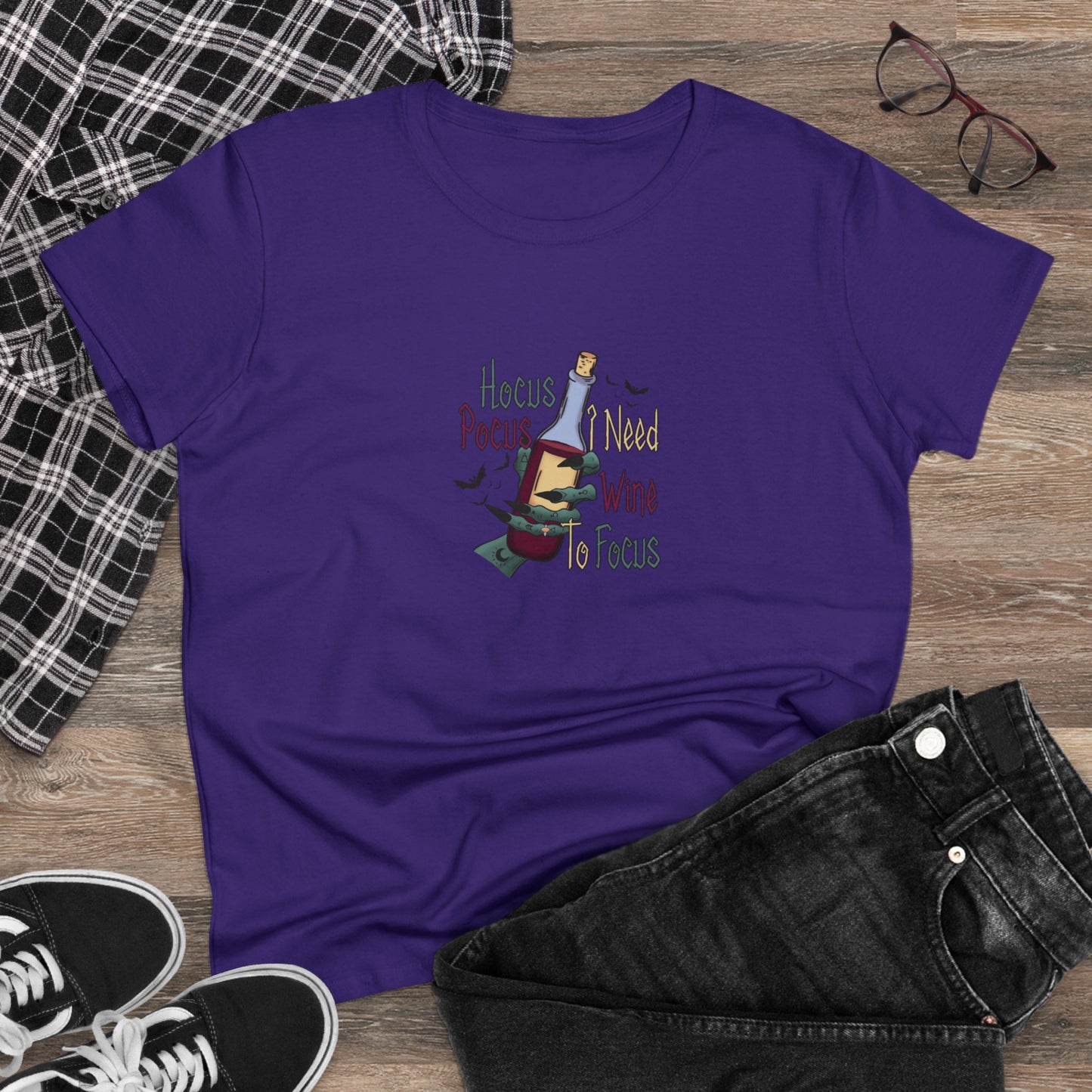 Hocus Pocus, I Need Wine To Focus, Halloween Graphic Shirts, Spooky Halloween Shirts, Scary Halloween Shirt Designs, Cute Halloween Graphic Tees, Funny Halloween Shirt Ideas - SaviTraviDesigns