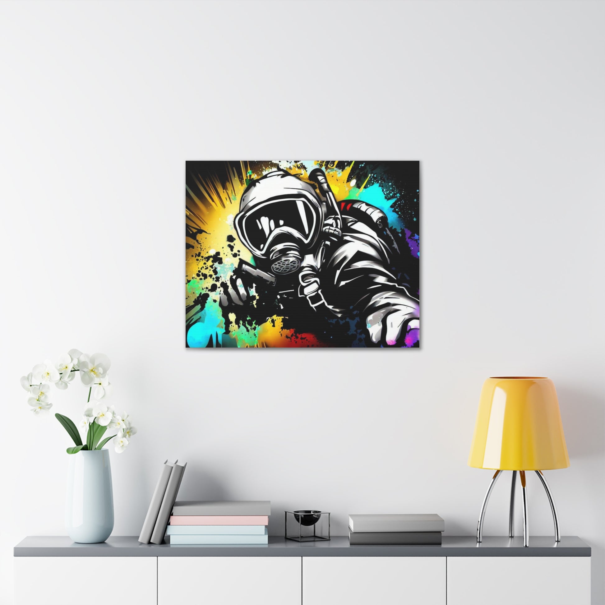 Gas Mask, SCUBA Diver, Graffiti Artist, Graffiti-inspired home decor, Modern street art prints, Graffiti wall art, Street art canvas art, Graffiti artist prints