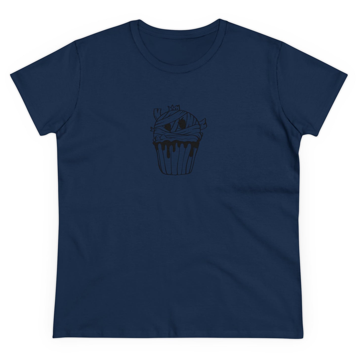 Mummy Cupcake, Halloween Cupcake Designs, Halloween Graphic Shirts, Spooky Halloween Shirts, Cute Halloween Graphic Tees Navy