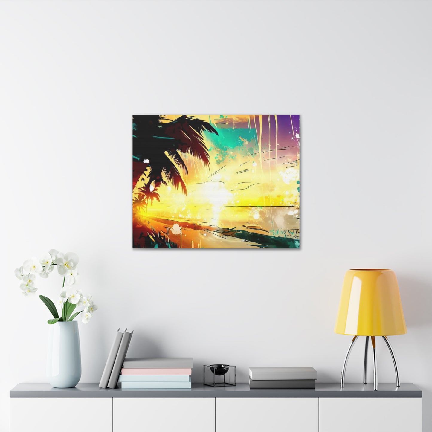 Palm Tree Sunset, Graffiti art prints, Street art canvas, Urban art decor, Graffiti-style wall art, Graffiti canvas prints, Street art posters - SaviTraviDesigns