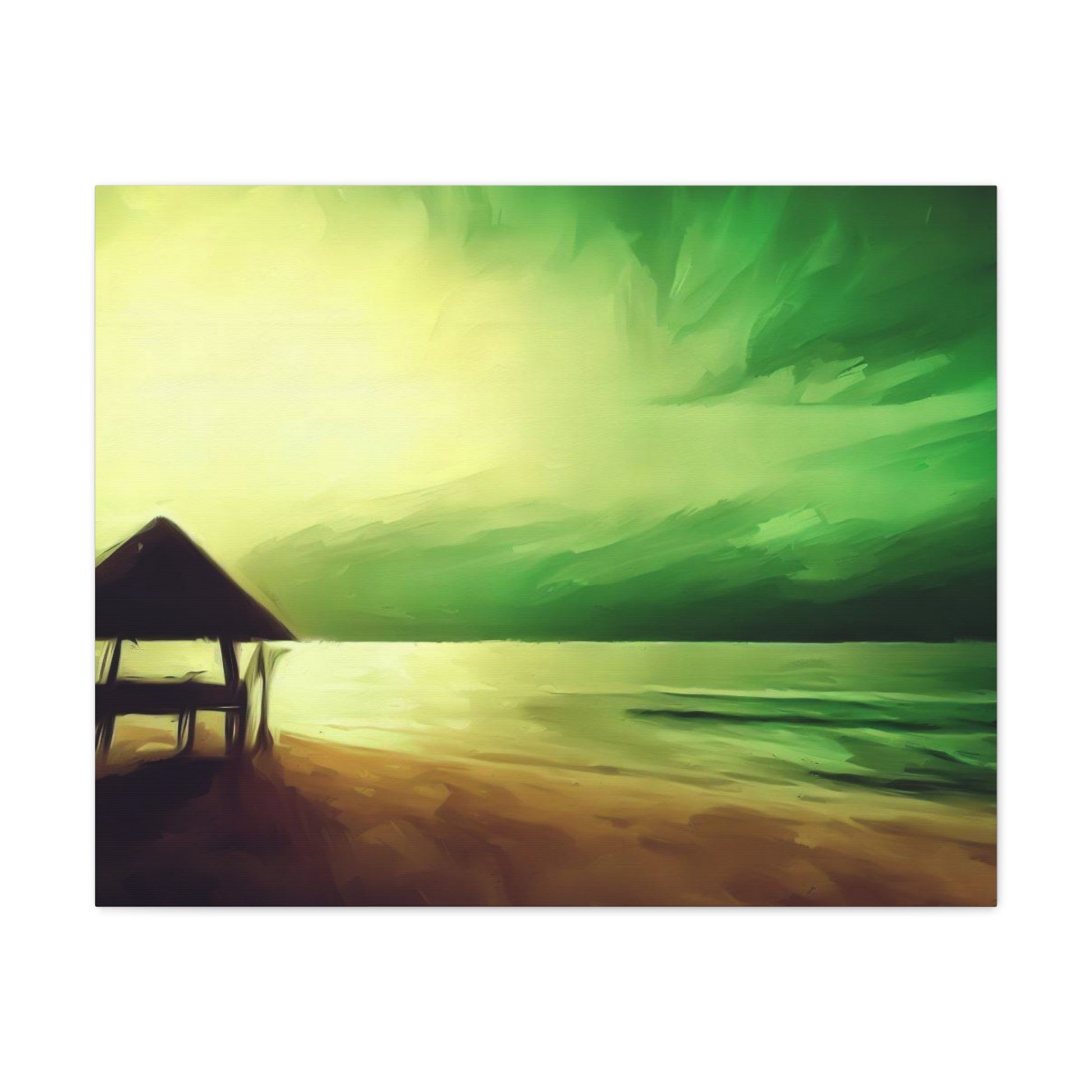 Green Sunset, Beach art, ocean art, beach wall art, Canvas Gallery Wraps 30″ x 24″ Premium Gallery Wraps (1.25″)