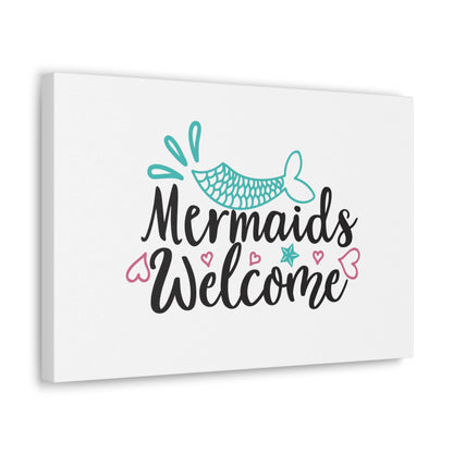 Mermaids Welcome, Mermaid Wall Art, Coastal Mermaid Decor, Beach House Mermaid Signs, Nautical Mermaid Decor, Mermaid Nursery Wall Decor - SaviTraviDesigns