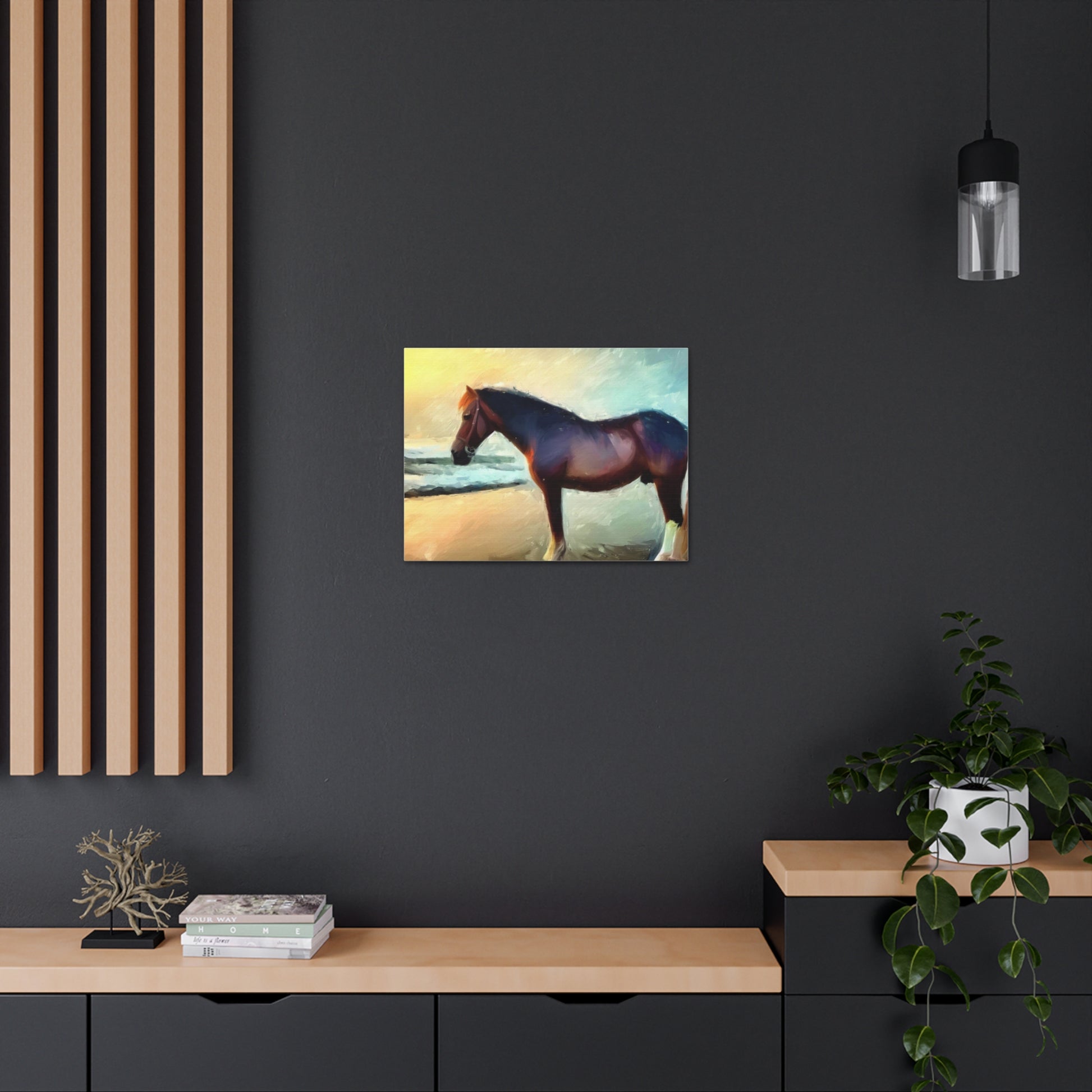 Horse wall art, Beach wall art, ocean art, Canvas Gallery Wraps, Horse Beach, Sunset Beach - SaviTraviDesigns