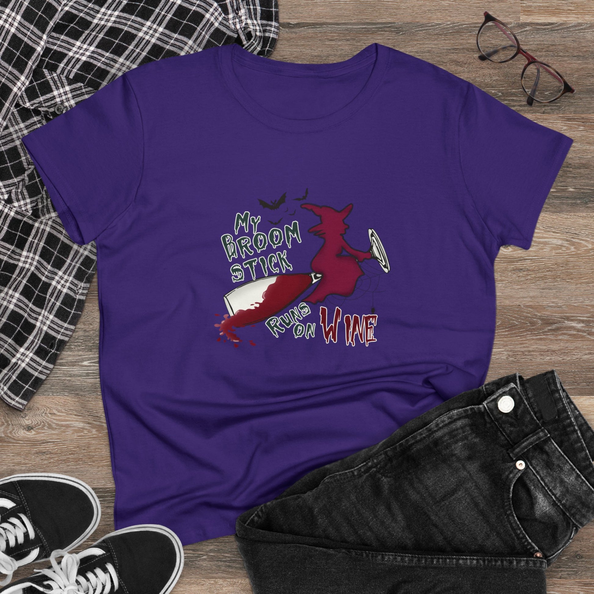 My Broomstick Runs On Wine, Halloween Graphic Shirts, Spooky Halloween Shirts, Scary Halloween Shirt Designs, Cute Halloween Graphic Tees, Funny Halloween Shirt Ideas - SaviTraviDesigns