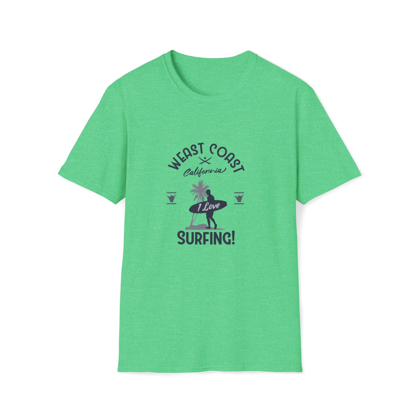 West Coast Surfing |Beach Lifestyle Shirts | Summer Vibe Apparel Heather Irish Green