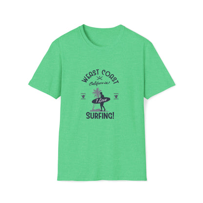 West Coast Surfing |Beach Lifestyle Shirts | Summer Vibe Apparel Heather Irish Green