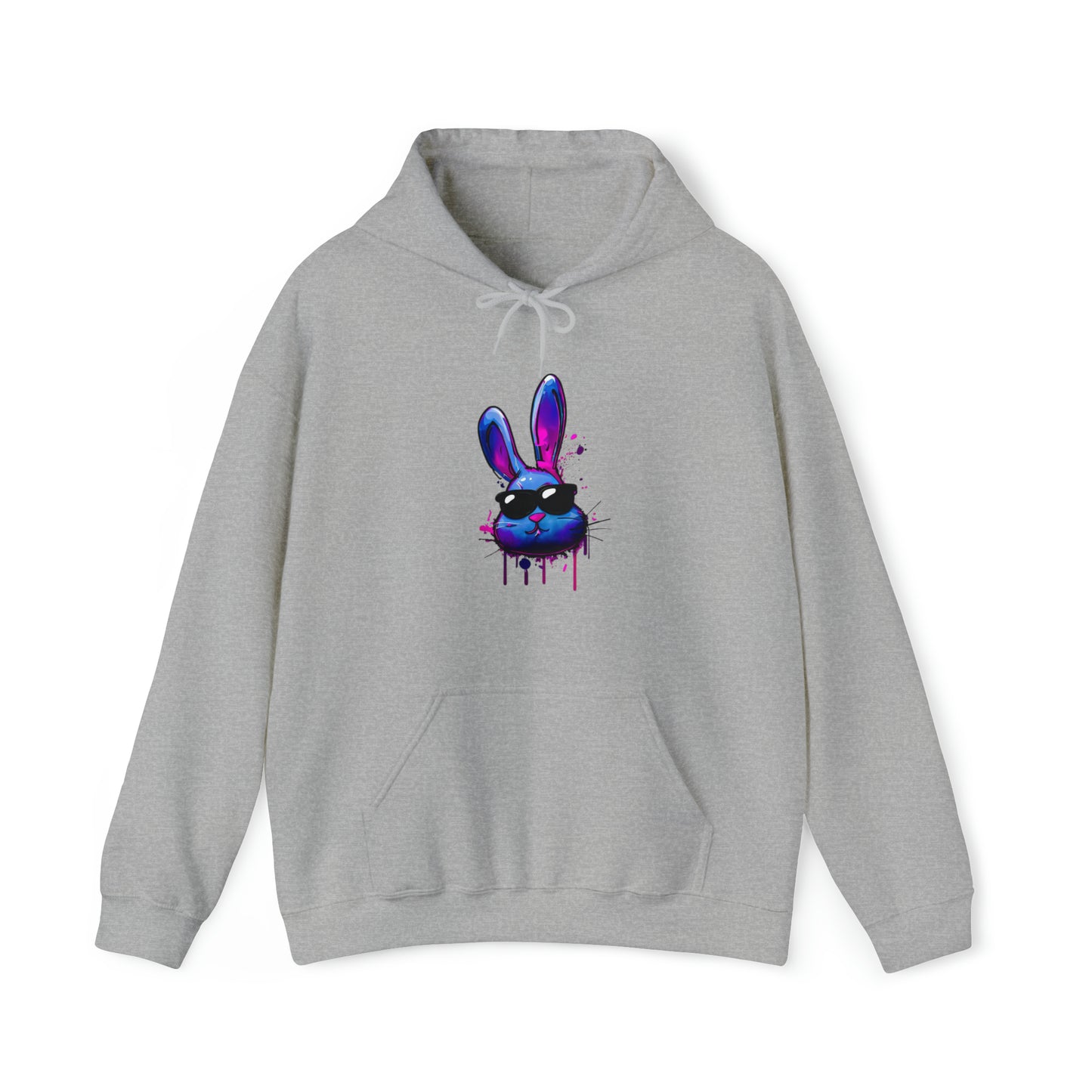 Bunny Hoodie, Graffiti Hoodie, Graffiti sweatshirt, Bunny sweatshirt, Urban Art Hooded Sweatshirt, Blue Bunny Sport Grey