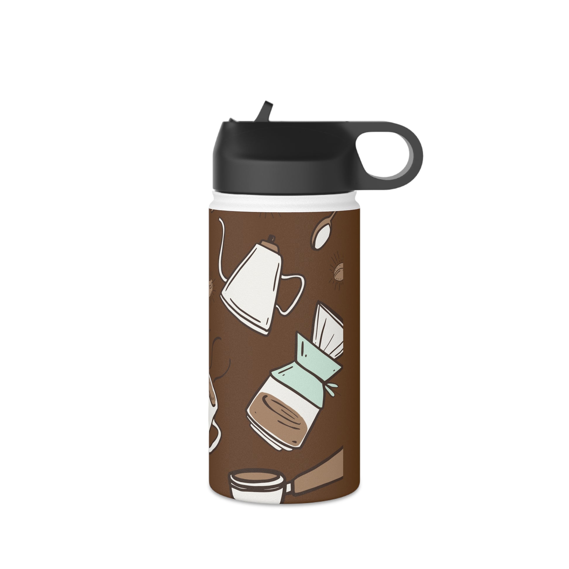 Coffee water bottle, Design water bottle, Stainless Steel Water Bottle, Standard Lid - SaviTraviDesigns