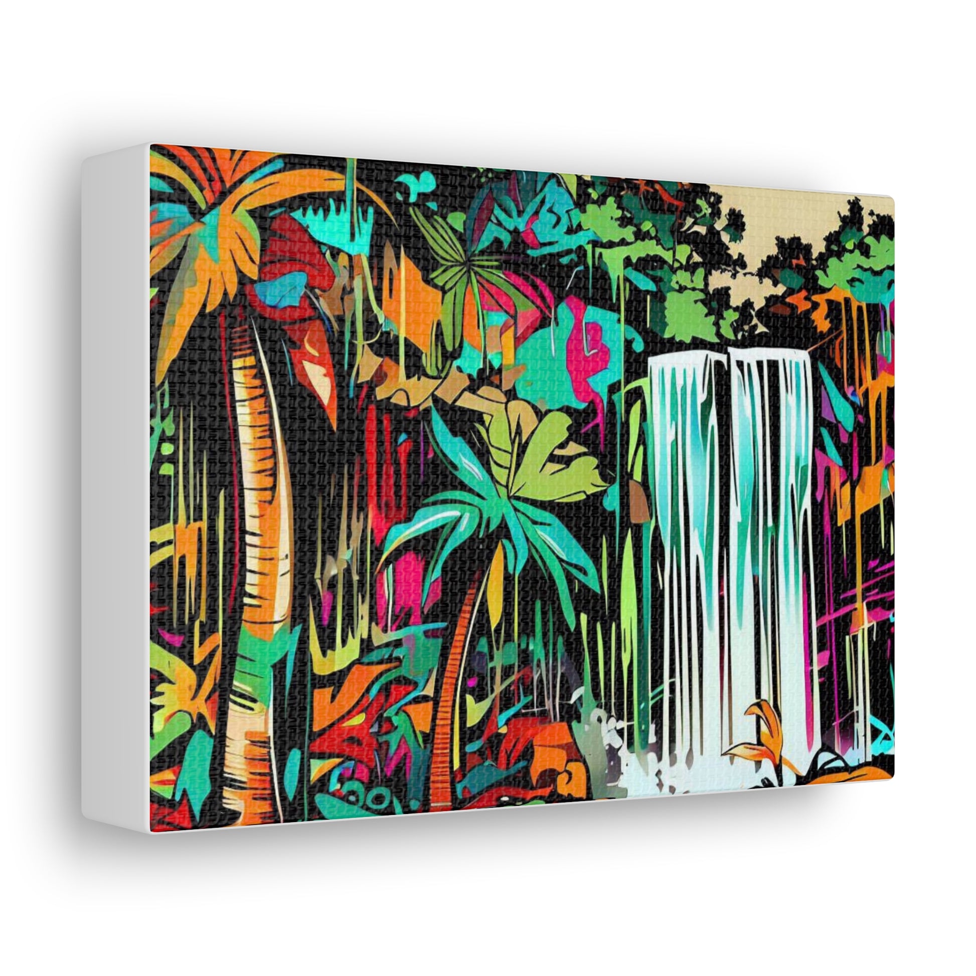 Jungle Waterfall, Rainforest Waterfall, Graffiti-inspired home decor, Modern street art prints, Graffiti wall art, Street art canvas art, Graffiti artist prints - SaviTraviDesigns