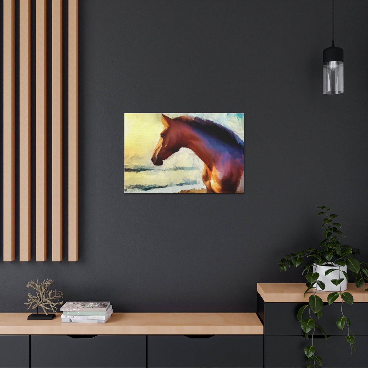 Horse wall art, beach art, ocean art, Canvas Gallery Wraps, Horse Beach, Sunset Beach - SaviTraviDesigns