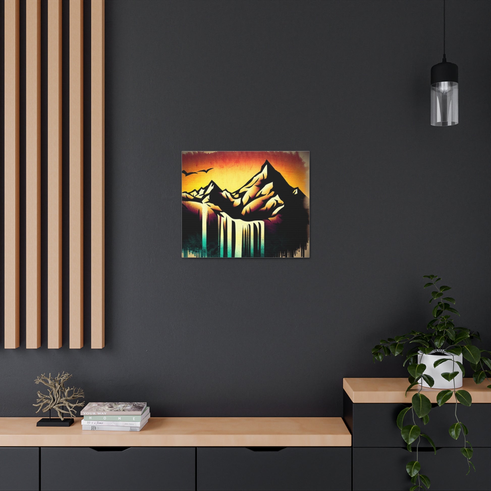 Mountain Waterfall, Graffiti art prints, Street art canvas, Urban art decor, Graffiti-style wall art, Graffiti canvas prints, Street art posters - SaviTraviDesigns