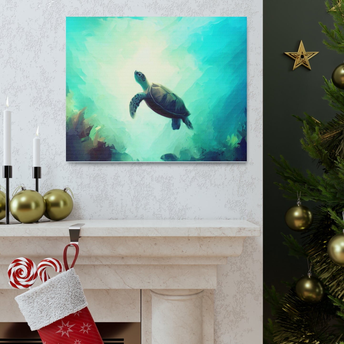 Sea Turtle wall art, ocean art, Canvas Gallery Wraps, Ocean Animal, Turtle