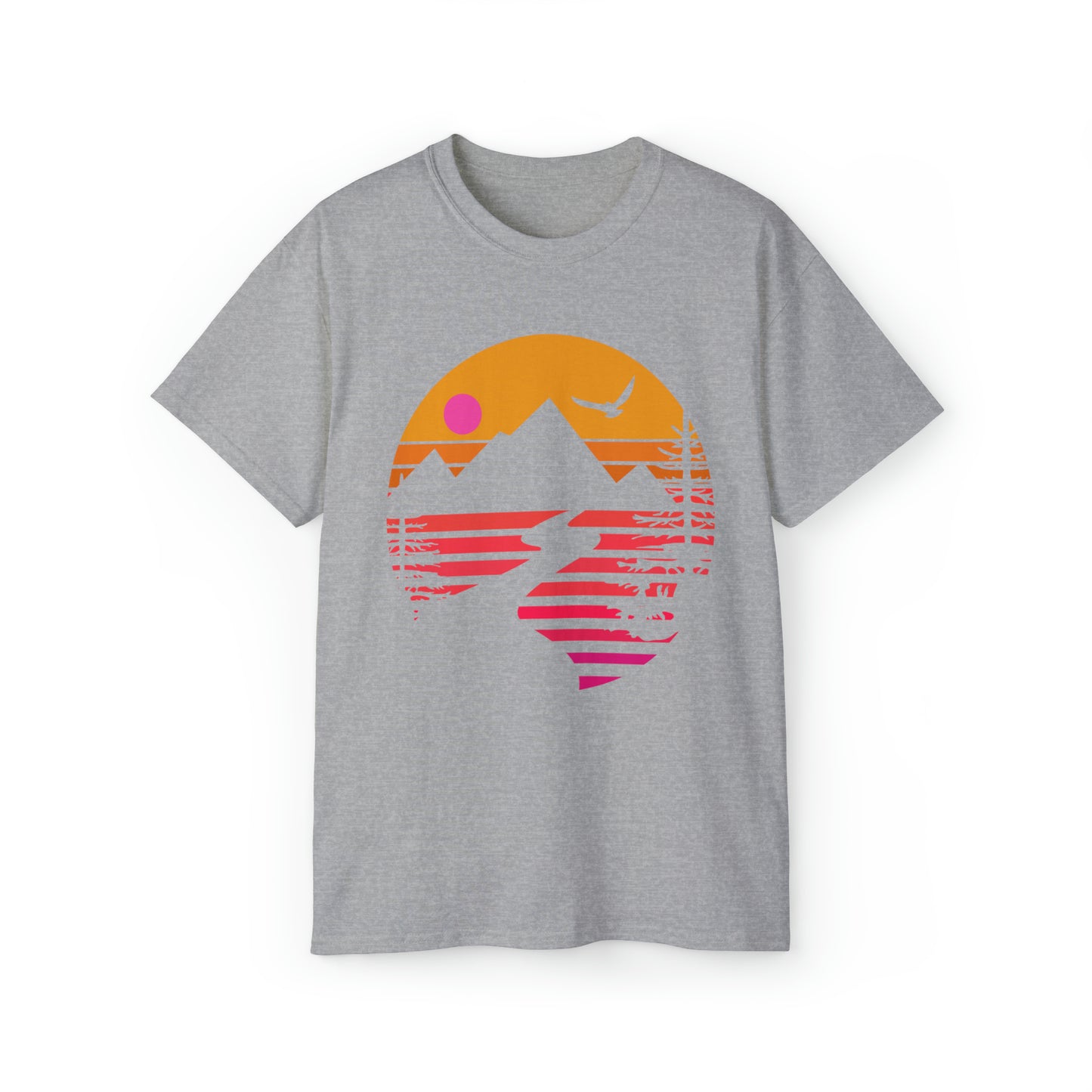 Mountain Stream Adventure Shirt | Hiking & Camping Tee | Nature-Inspired Outdoor Apparel Sport Grey