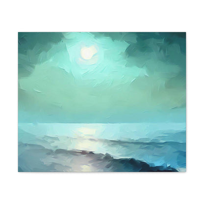 Moon wall art, Ocean wall art, ocean art, Canvas Gallery Wraps 24″ x 20″ Premium Gallery Wraps (1.25″)