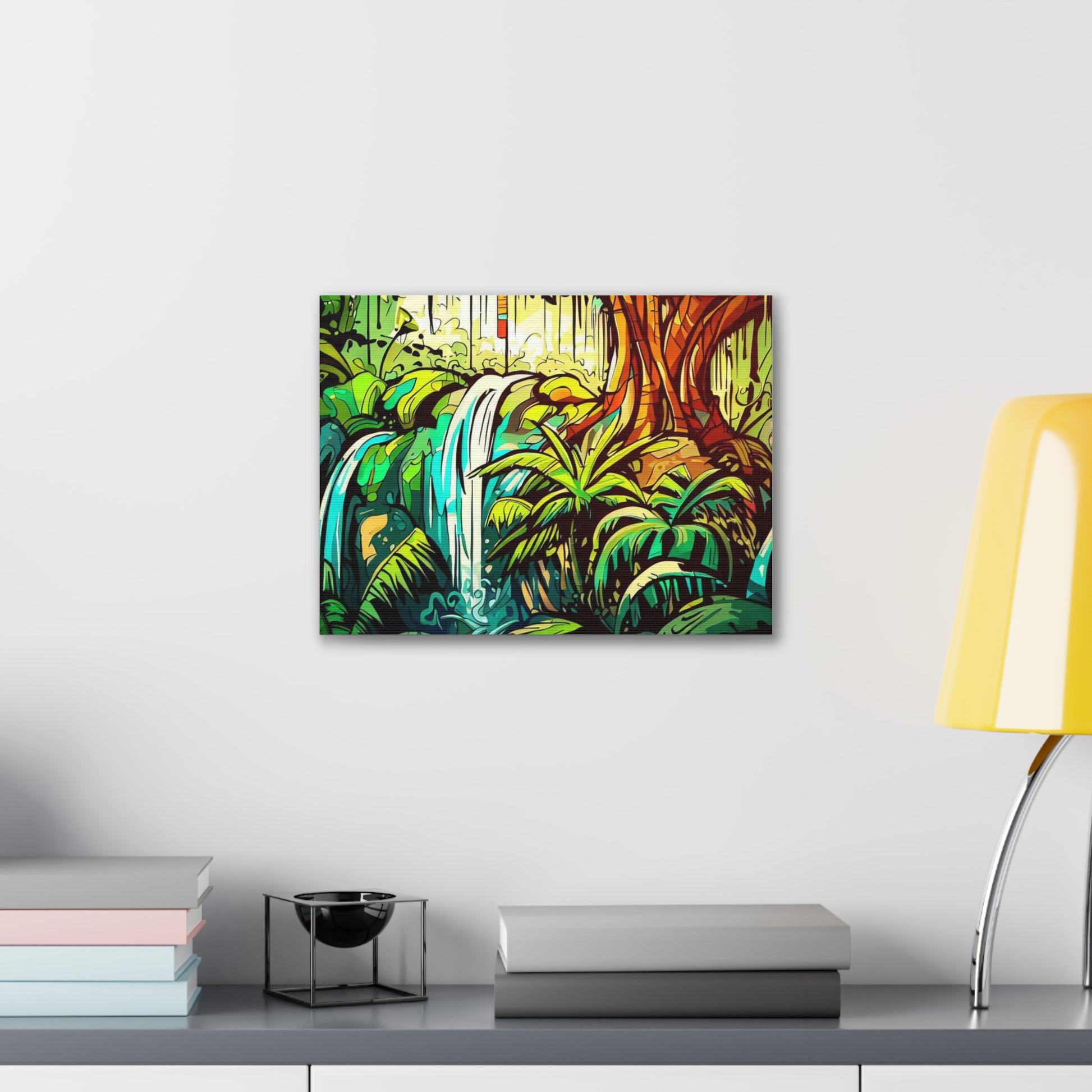 Rainforest Waterfall, Jungle Waterfall, Graffiti-inspired home decor, Modern street art prints, Graffiti wall art, Street art canvas art, Graffiti artist prints - SaviTraviDesigns