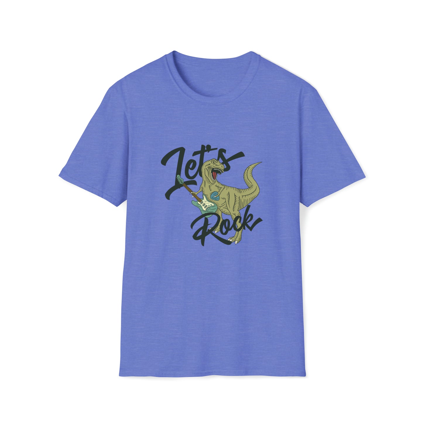 Lets Rock Dino Rockstar |Beach Lifestyle Shirts | Summer Vibe Apparel Heather Royal