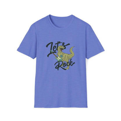 Lets Rock Dino Rockstar |Beach Lifestyle Shirts | Summer Vibe Apparel Heather Royal