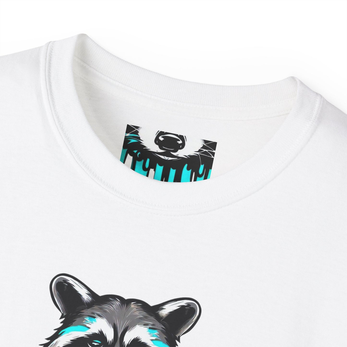 Juicy Blue Raccoon- Graffiti Print T-Shirt