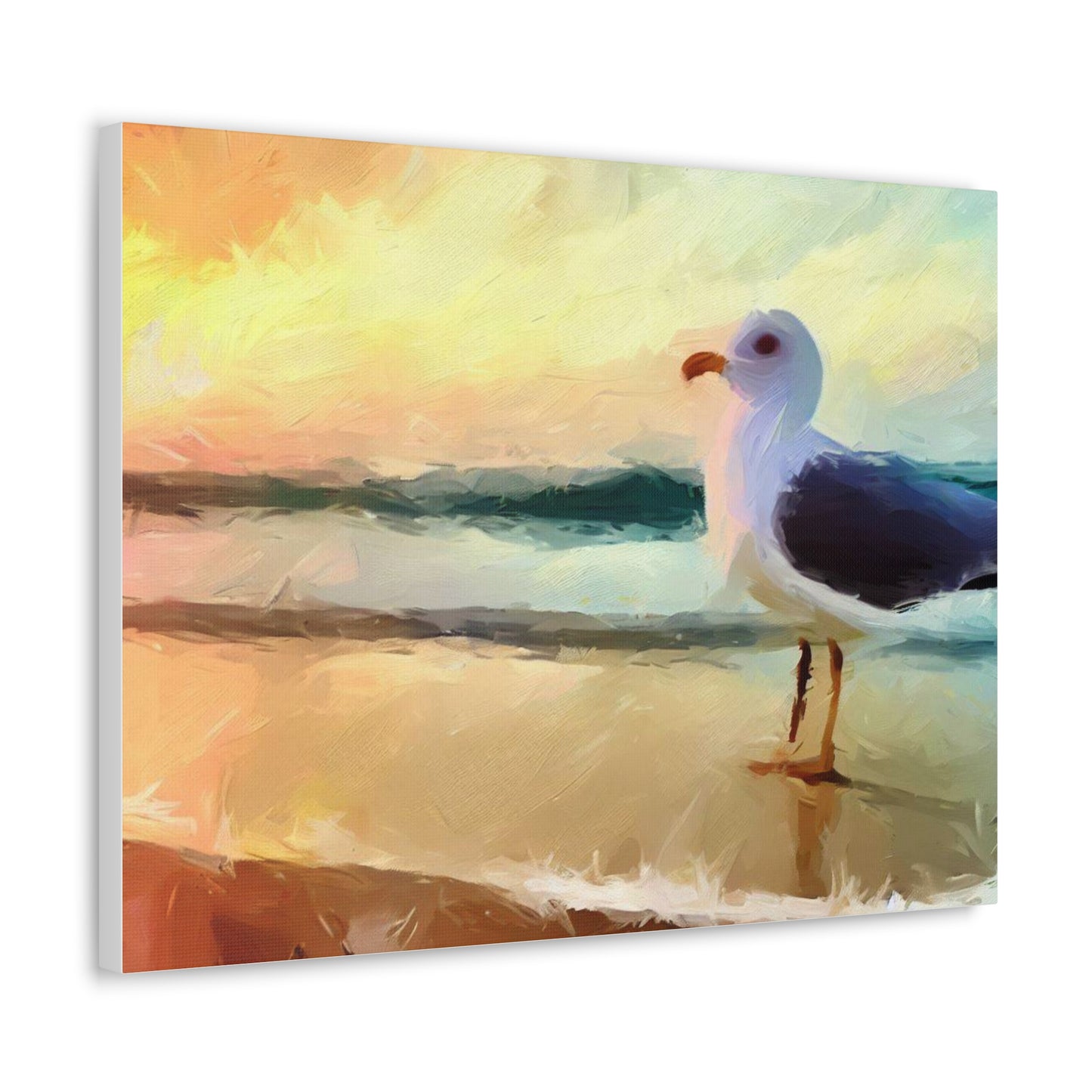 Seagull Beach, Beach wall art, Ocean wall art, Canvas Gallery Wraps