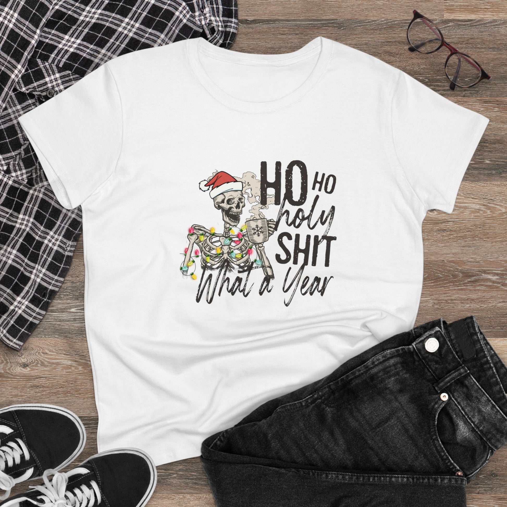 Ho Ho Holy Shit, What A Year, Christmas Graphic Shirts, Festive Holiday T-Shirts, Ugly Christmas Sweater Tees, Funny Christmas Shirt Designs, Cute Xmas Graphic Tees