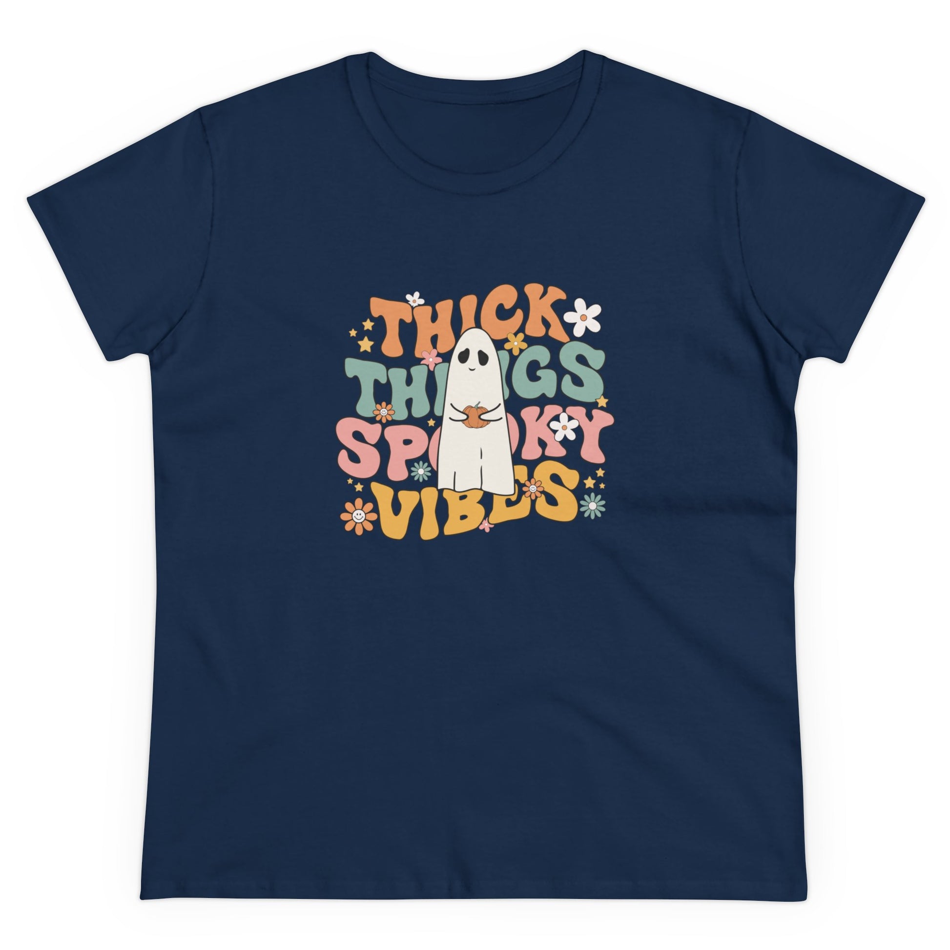 Thick Spooky Vibes, Halloween Graphic Shirts, Spooky Halloween Shirts, Scary Halloween Shirt Designs, Cute Halloween Graphic Tees, Funny Halloween Shirt Ideas Navy