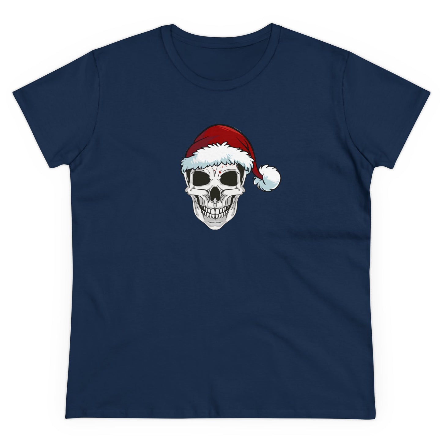 Skeleton Santa Hat, Christmas Graphic Shirts, Festive Holiday T-Shirts, Ugly Christmas Sweater Tees, Funny Christmas Shirt Designs, Cute Xmas Graphic Tees Navy