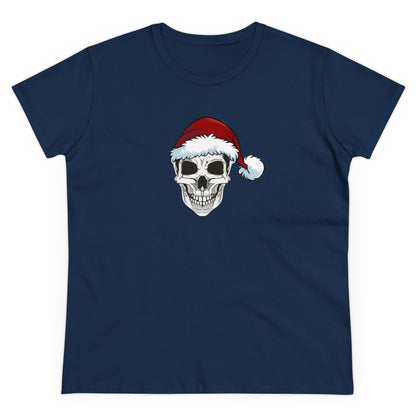 Skeleton Santa Hat, Christmas Graphic Shirts, Festive Holiday T-Shirts, Ugly Christmas Sweater Tees, Funny Christmas Shirt Designs, Cute Xmas Graphic Tees Navy