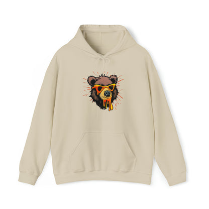 Bear Hoodie, Graffiti Graphic Shirt, Street Art, Urban Art, Unisex Heavy Blend™ Hooded Sweatshirt, Sand