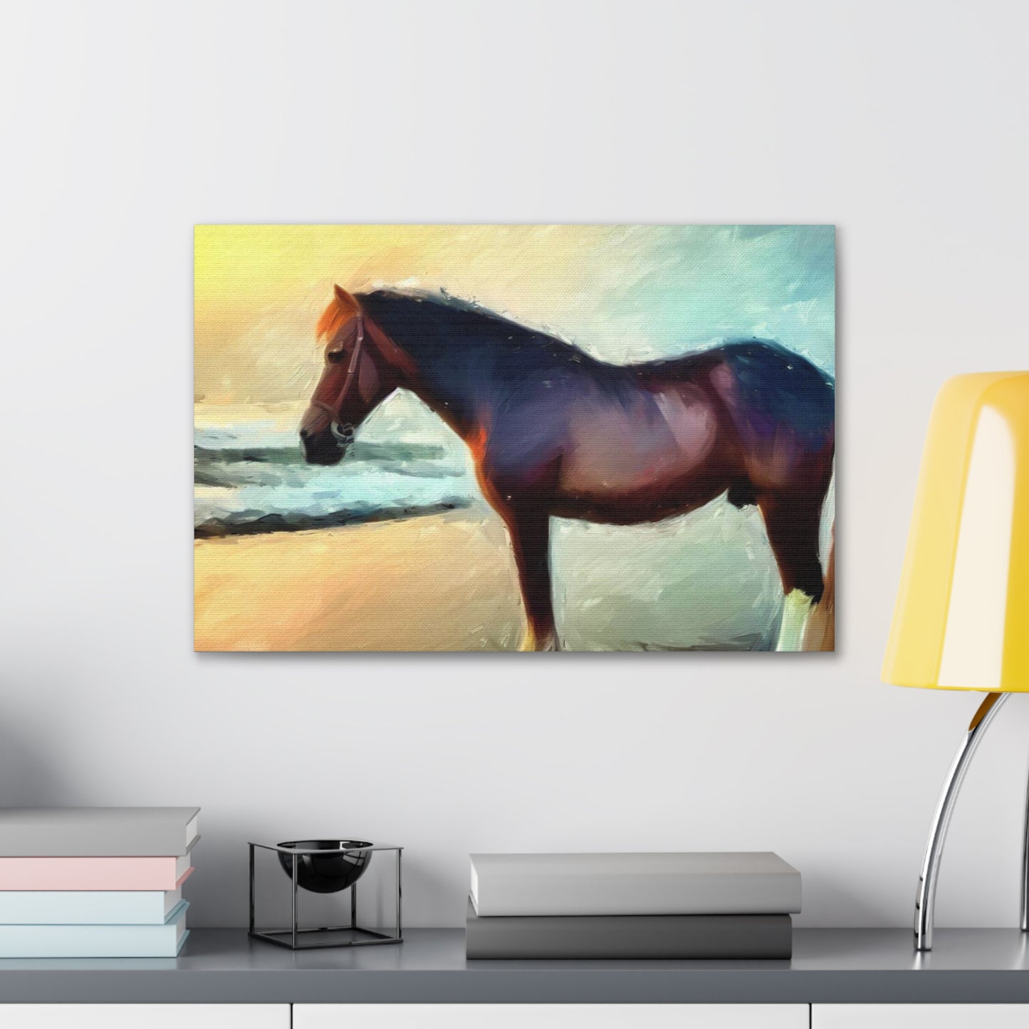 Horse wall art, Beach wall art, ocean art, Canvas Gallery Wraps, Horse Beach, Sunset Beach - SaviTraviDesigns