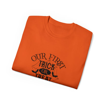 Our First Trick Or Treat, Halloween Graphic Shirts, Spooky Halloween Shirts, Scary Halloween Shirt Designs, Cute Halloween Graphic Tees, Funny Halloween Shirt Ideas