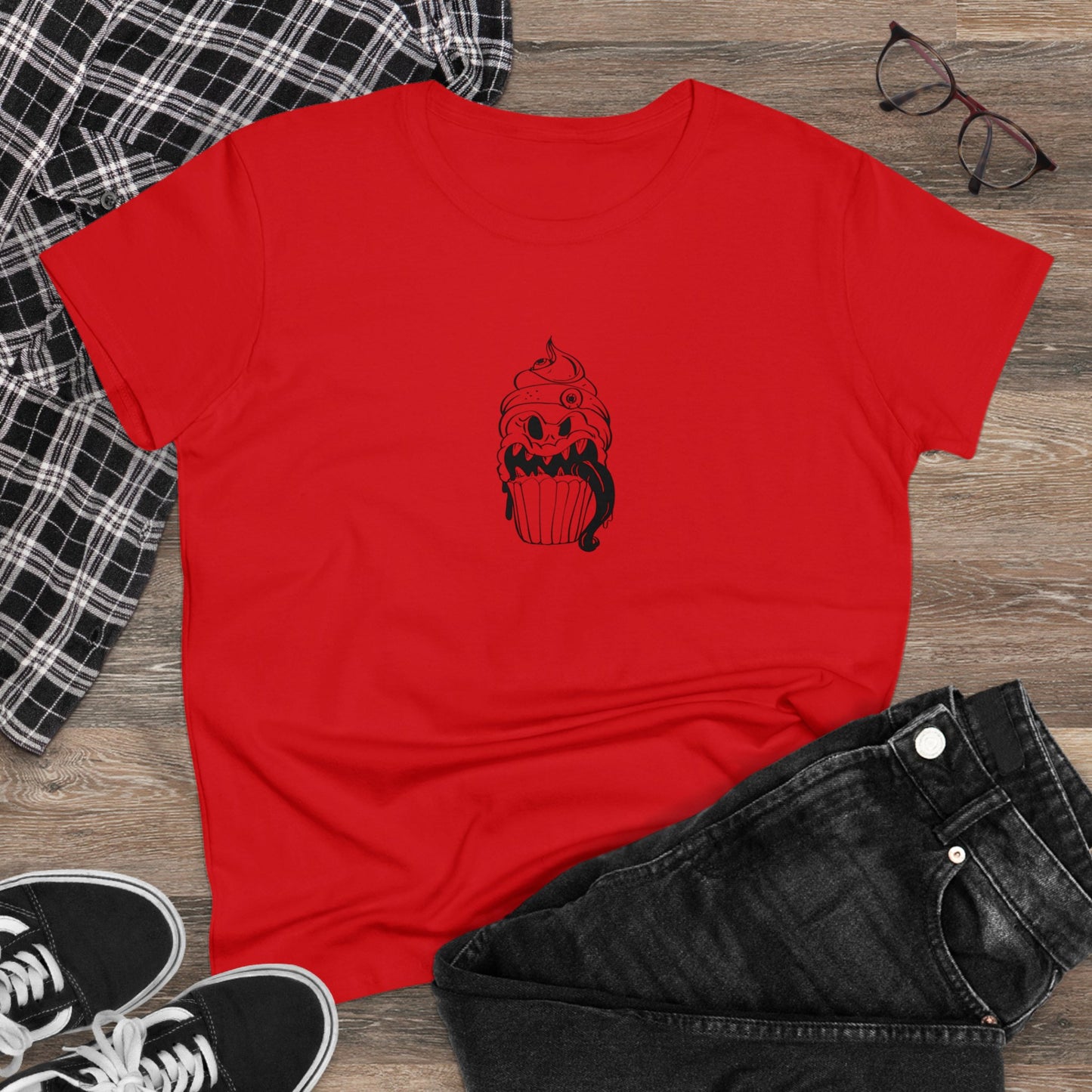 Ghoul Tongue Cupcake, Halloween Cupcake Designs, Halloween Graphic Shirts, Spooky Halloween Shirts, Cute Halloween Graphic Tees