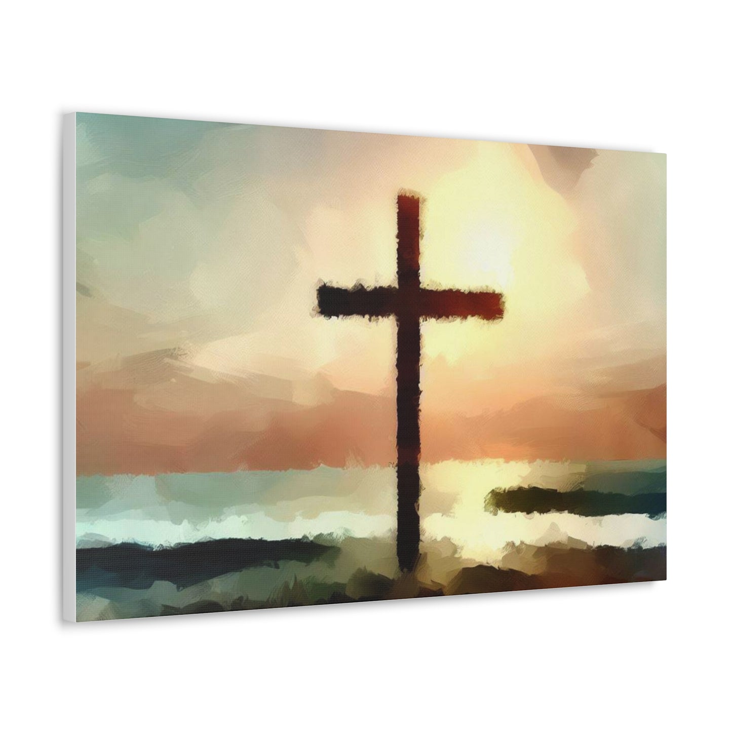 Christian wall art, Cross wall art, beach art, ocean art, Canvas Gallery Wraps - SaviTraviDesigns