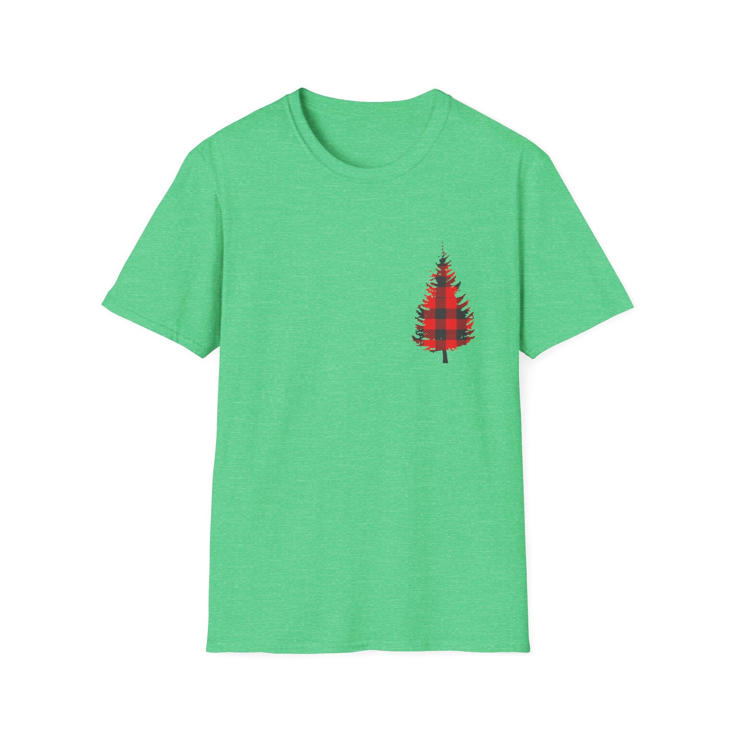 Plaid Christmas Tree Graphic T Shirt Heather Irish Green