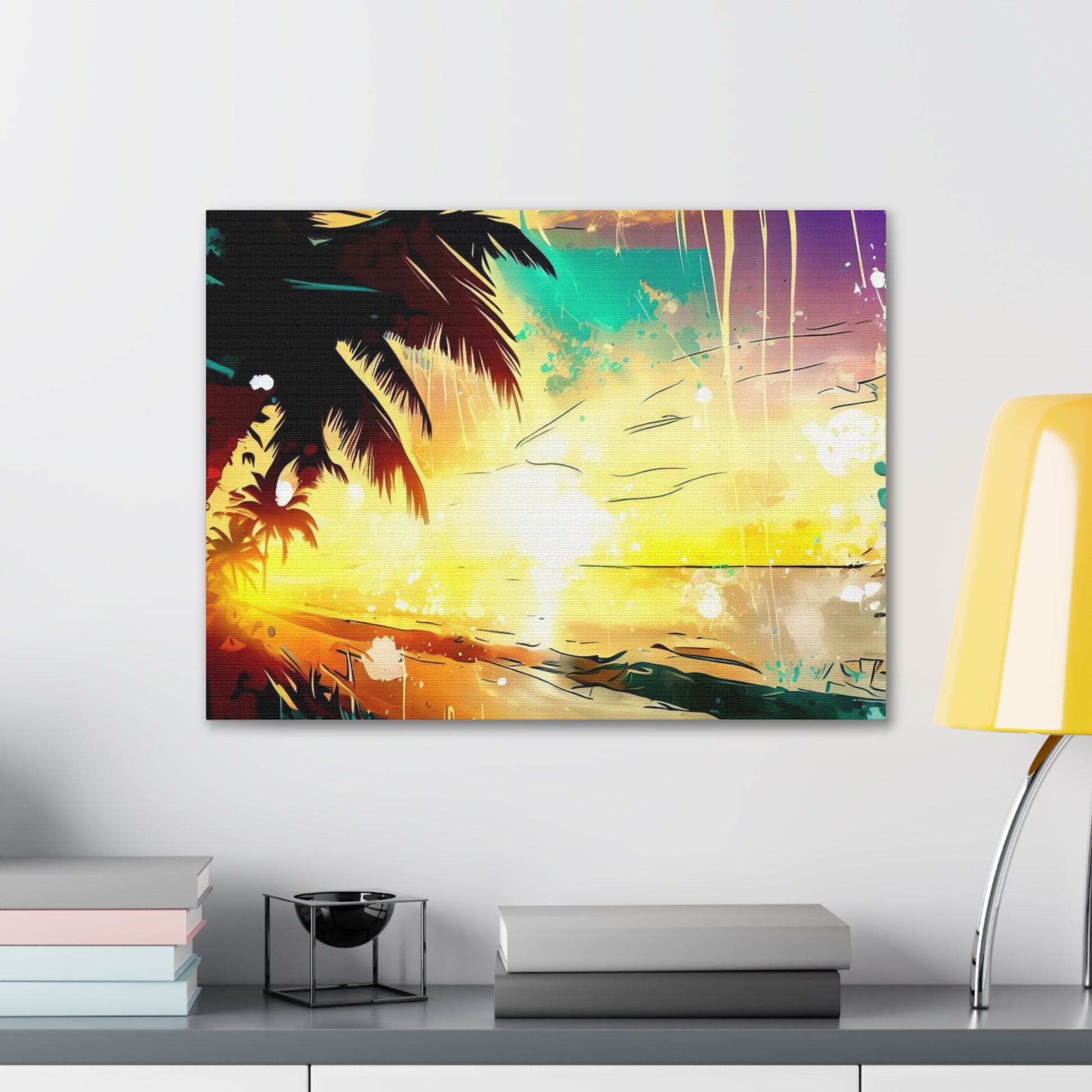 Palm Tree Sunset, Graffiti art prints, Street art canvas, Urban art decor, Graffiti-style wall art, Graffiti canvas prints, Street art posters - SaviTraviDesigns