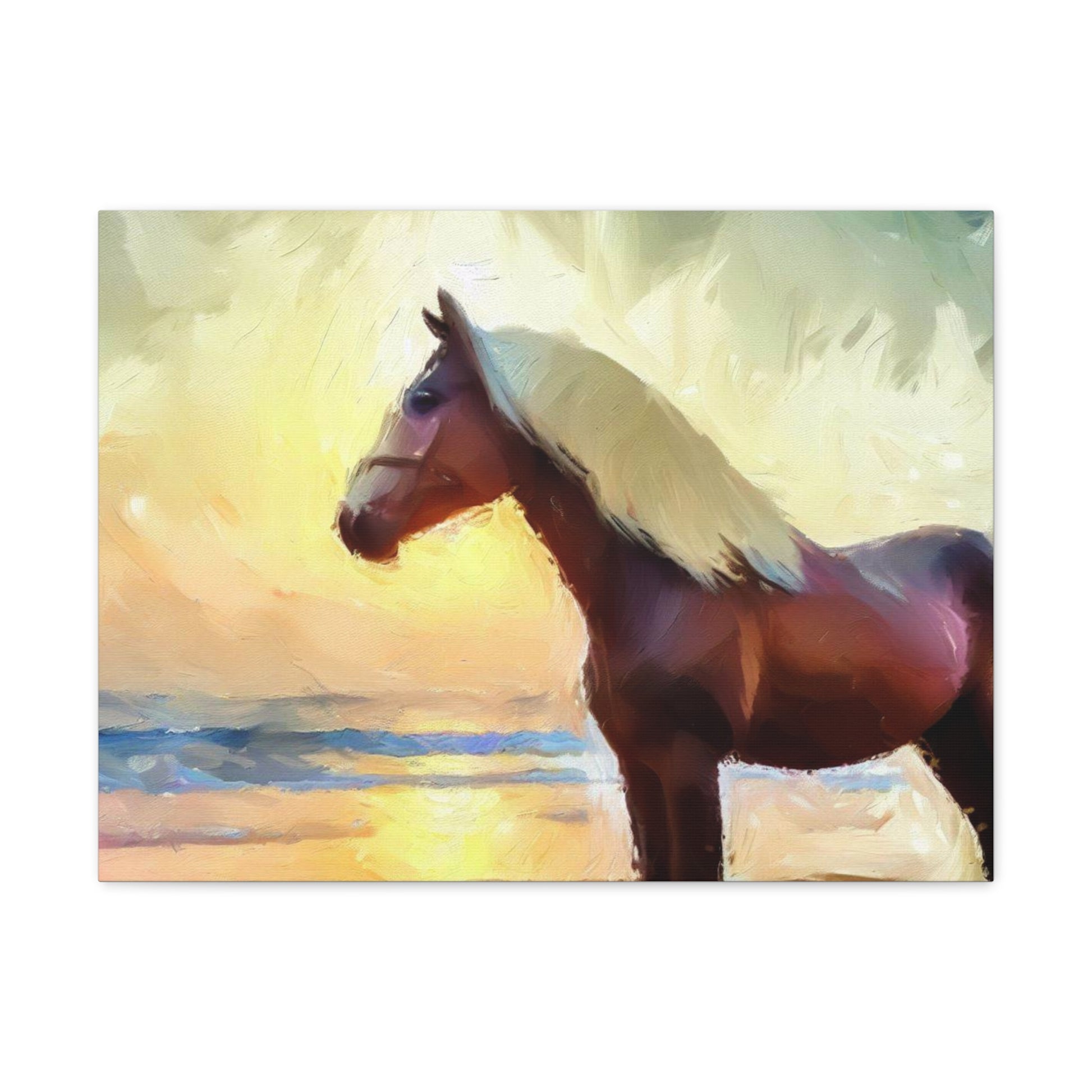 Horse wall art, beach wall art, ocean art, Canvas Gallery Wraps, Horse Beach, Sunset Beach - SaviTraviDesigns