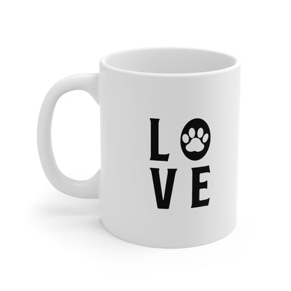 Dog Love, Love Paw Print, Coffee Mugs with Art, Unique Mug Designs, Custom Graphic Mugs, Artistic Coffee Cups, Trendy Mug Patterns - SaviTraviDesigns