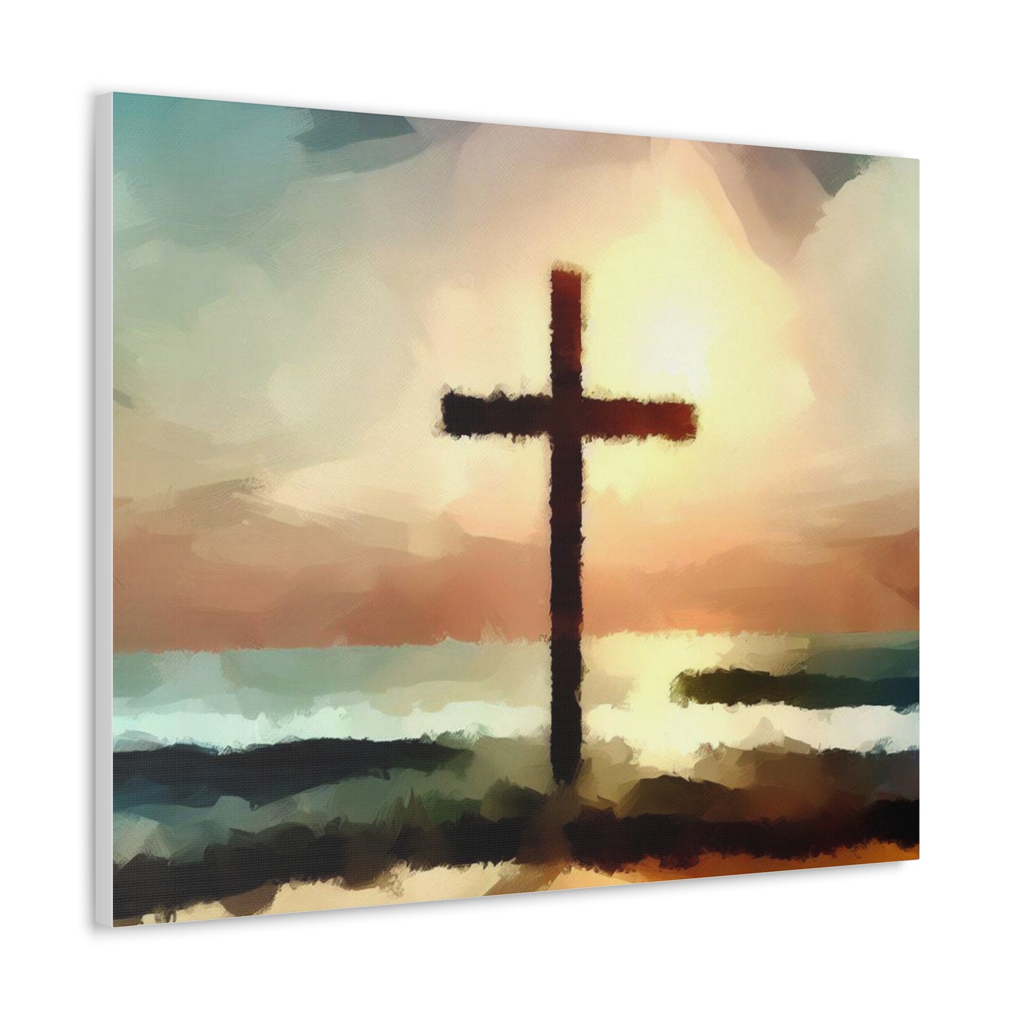 Christian wall art, Cross wall art, beach art, ocean art, Canvas Gallery Wraps - SaviTraviDesigns