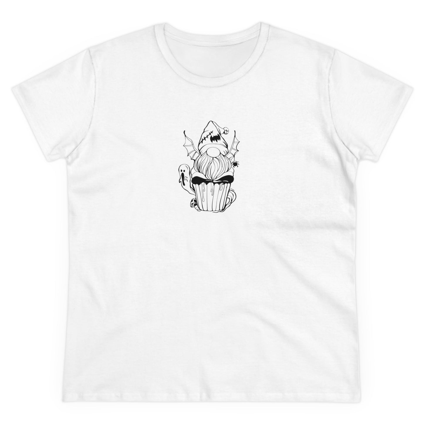 Spooky Elf Cupcake, Halloween Cupcake Designs, Halloween Graphic Shirts, Spooky Halloween Shirts, Cute Halloween Graphic Tees White