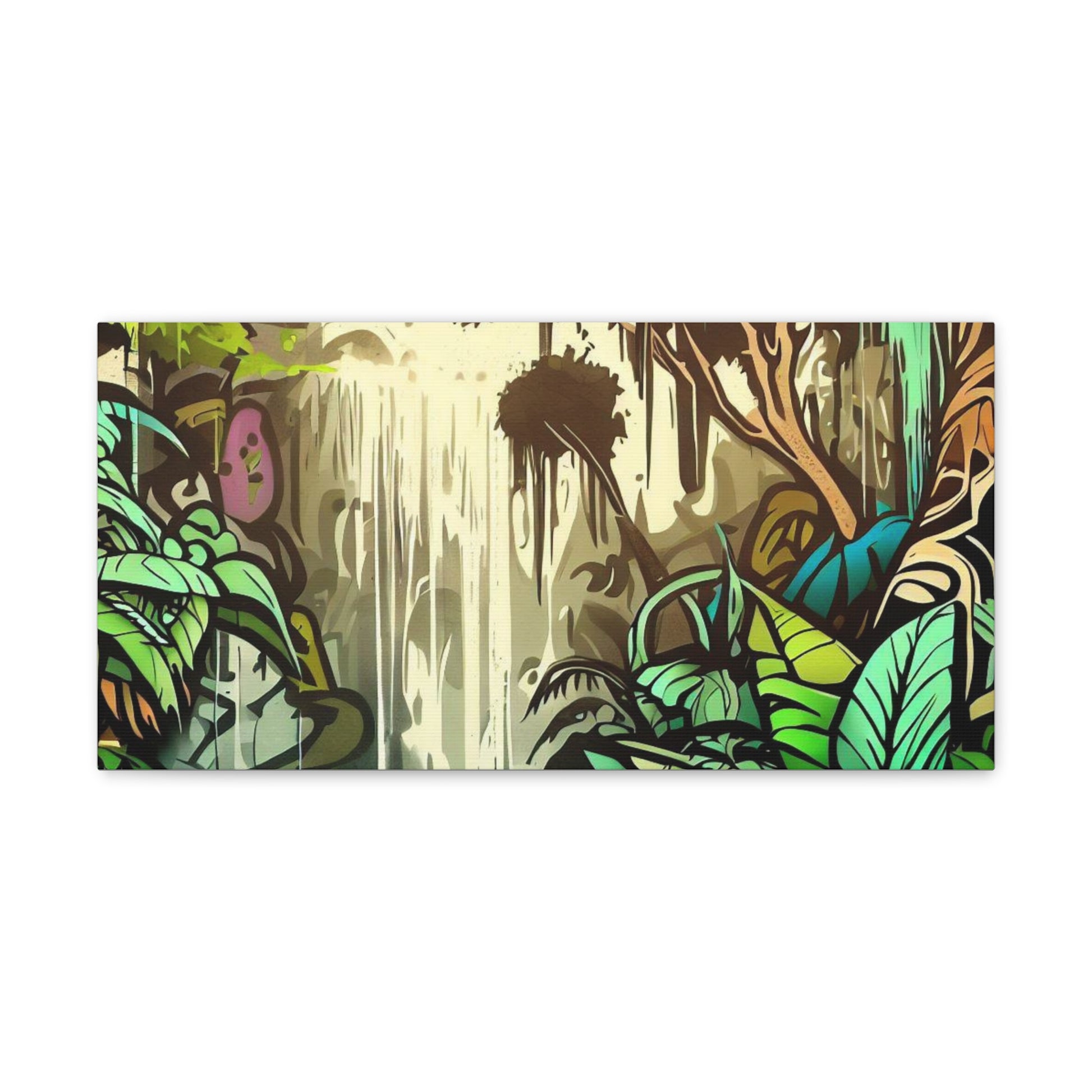 Jungle Waterfall, Rainforest Waterfall, Graffiti-inspired home decor, Modern street art prints, Graffiti wall art, Street art canvas art, Graffiti artist prints