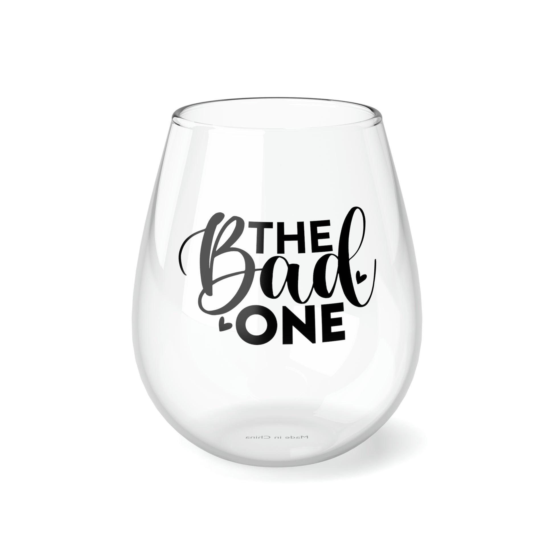 The Bad One, Wedding Wine Glass, Best Friend Wine Glass, Wine Lover Stemless, Wine Glass Gift Idea, Stemless Wine Glass, 11.75 oz - SaviTraviDesigns