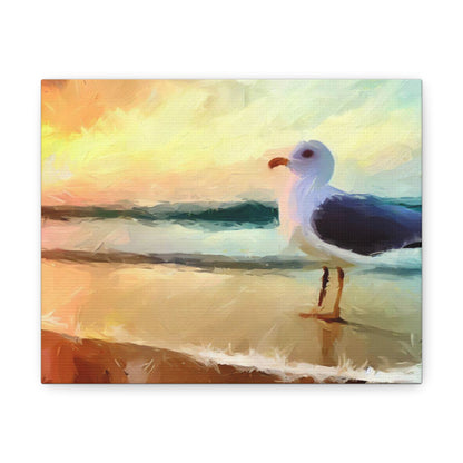 Seagull Beach, Beach wall art, Ocean wall art, Canvas Gallery Wraps 10″ x 8″ Premium Gallery Wraps (1.25″)