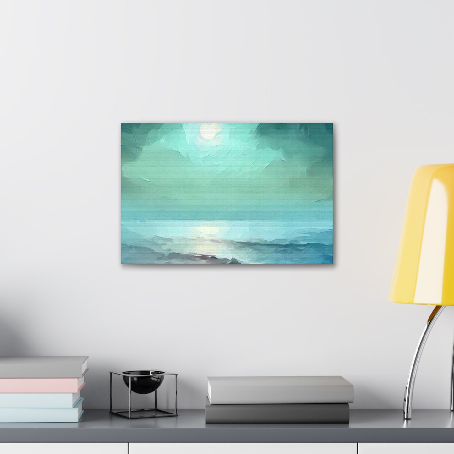 Moon wall art, Ocean wall art, ocean art, Canvas Gallery Wraps