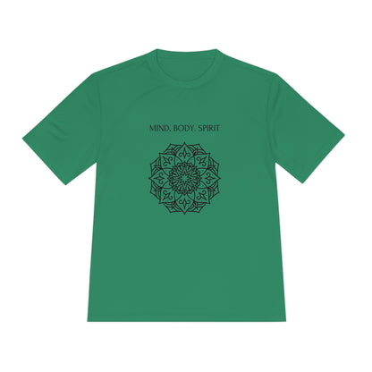 Mind Body Spirit Shirt, Graphic T-shirt, Moisture Wicking Tee Kelly Green