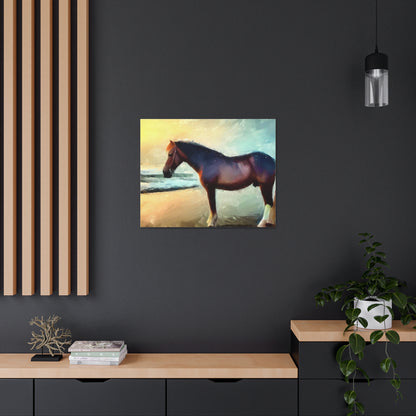 Horse wall art, Beach wall art, ocean art, Canvas Gallery Wraps, Horse Beach, Sunset Beach - SaviTraviDesigns