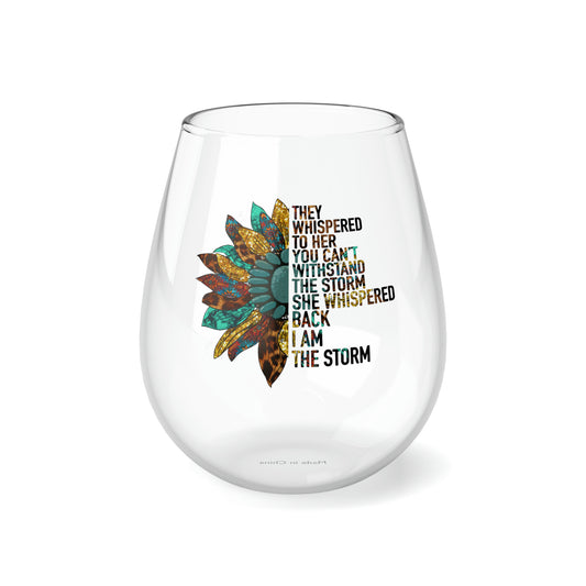 Whispered to Her You Cant Stand The Storm, Wine Lover stemless, Unique stemless wine glass, Trendy wine glass, Wine glass gift - SaviTraviDesigns