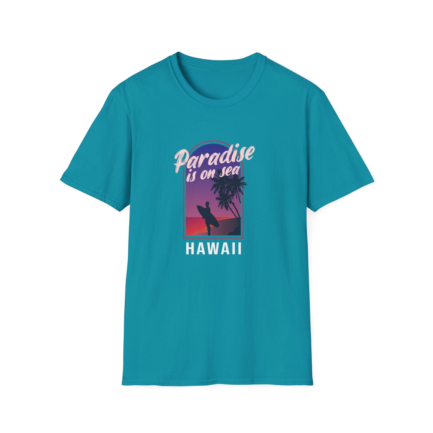 Paradise Is In Hawaii Beachwear Graphic T Shirt Tropical Blue