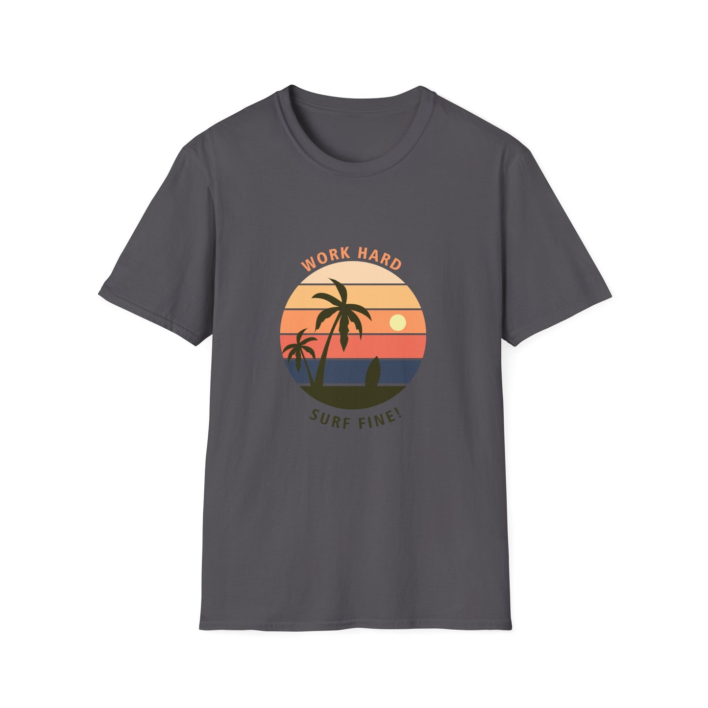 Work Hard Surf Fine Graphic T Shirt Charcoal