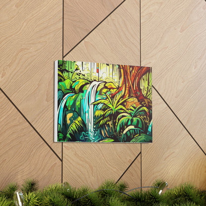 Rainforest Waterfall, Jungle Waterfall, Graffiti-inspired home decor, Modern street art prints, Graffiti wall art, Street art canvas art, Graffiti artist prints - SaviTraviDesigns